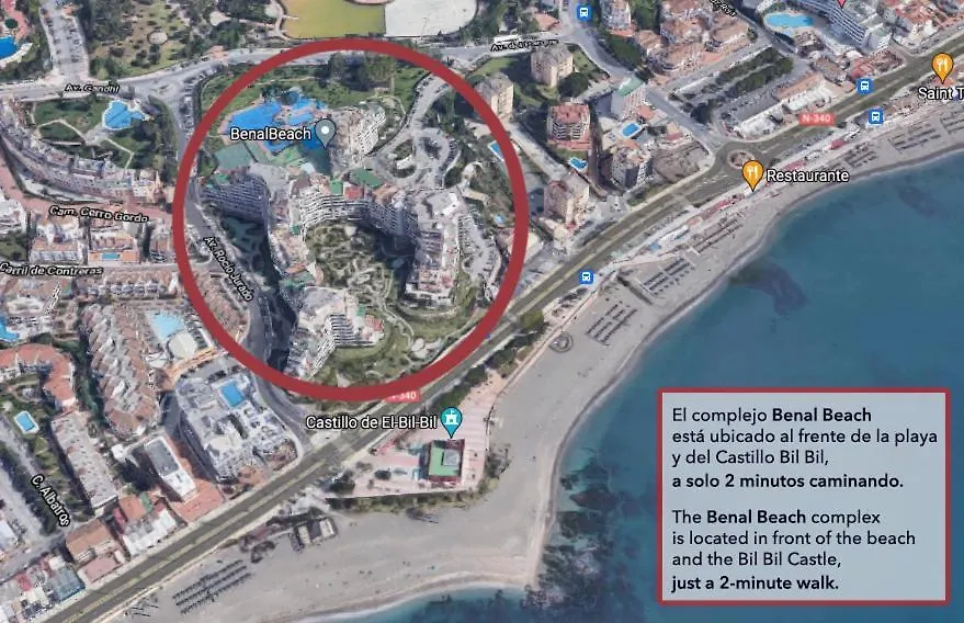 Apartamento Benal beach suite II, estudio con parque acuático y vistas al mar. Benalmádena